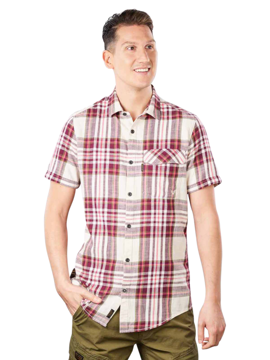 PME Legend Short Sleeve Shirt Slub Check Ruby Herren Hemd